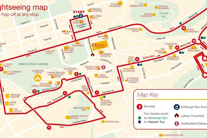 City Sightseeing Edinburgh Hop-On Hop-Off Bus Tour + Kids Go Free - Riding the Route, Stop by Stop Around Edinburgh