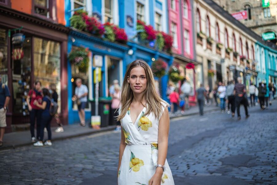 Edinburgh Old Town: Professional Photoshoot & Edited Photos - Meeting on Victoria Street at Virgin Hotels Edinburgh