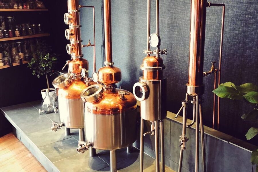 Haggis paired with whisky & gins in 56 North distillery! - The drinks lineup: whisky dram plus two South Loch gin samples